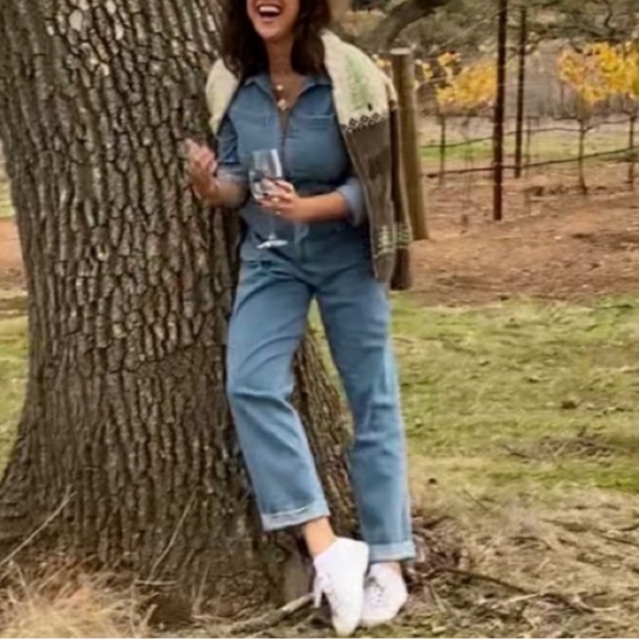 Express denim utility jumpsuit large - Picture 15 of 15